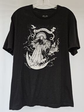 Death Valley Girls Black T-Shirt with White Gothic Moon Design Sz L